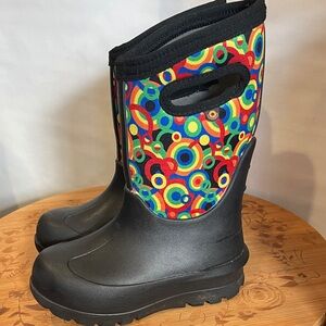 Bogs Classic Black and Multicolor Kids insulated Boots size 10 little kids